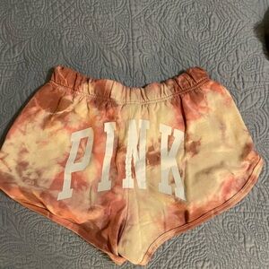 Pink tie dye lounge shorts